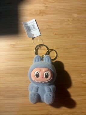 Gray Fuzzy Monster Keychain Charm
